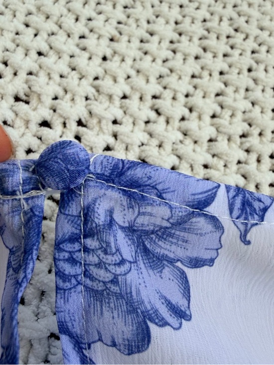 Showpo Blue and White Floral Mini Dress Spring Flowy A Line Wrap Tie Lined - Picture 11 of 11